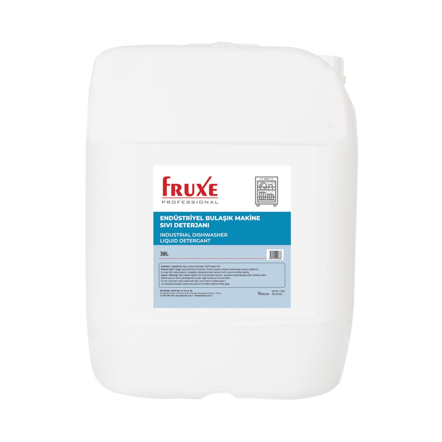 Fruxe Professional – Endüstriyel Bulaşık Makine Sıvı Deterjanı 30L